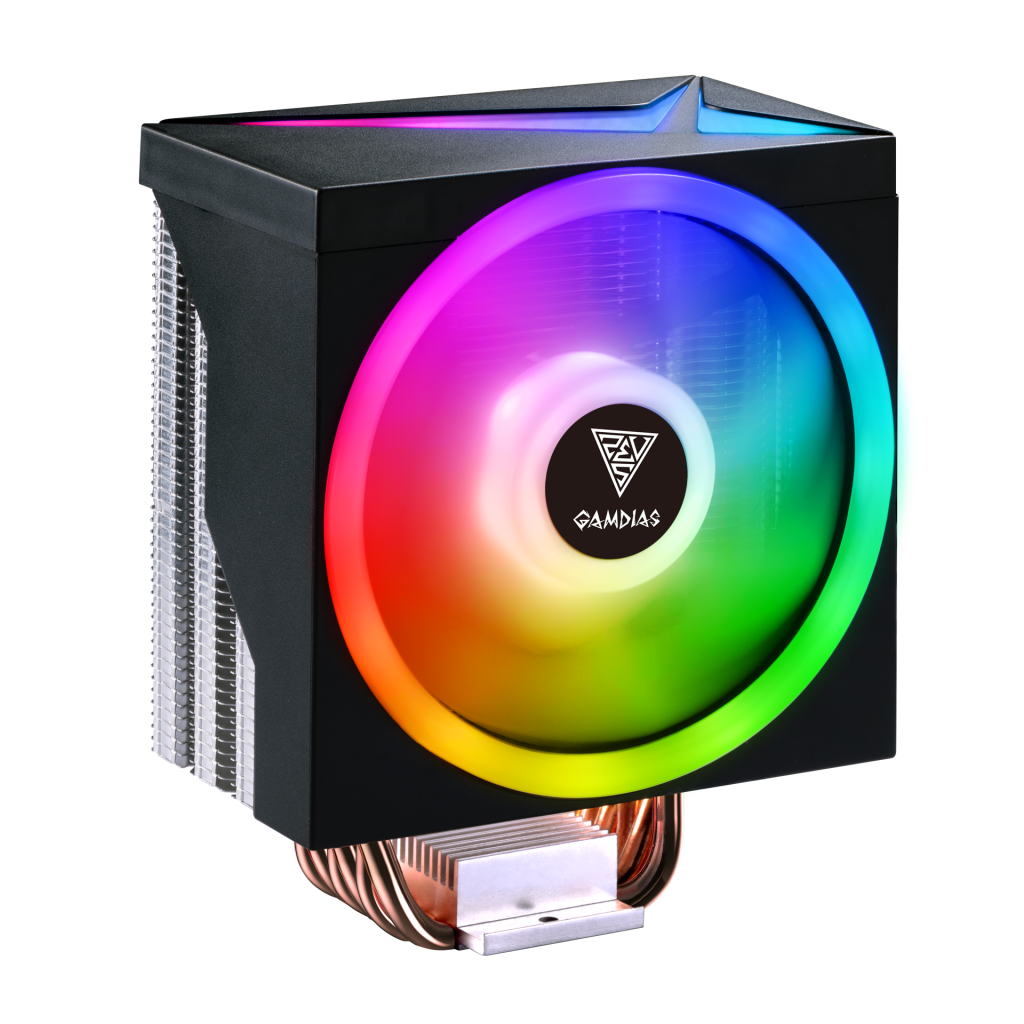 GAMDIAS BOREAS M1-610, LED Lights, 120mm, CPU  Kule Tipi Hava Soğutma, Doğrudan Temas Teknolojisine Sahip 6 adet Gelişmiş Bakır Isı Borusu (AMD AM4-AM5 ve INTEL Tüm işlemciler ile uyumlu)
