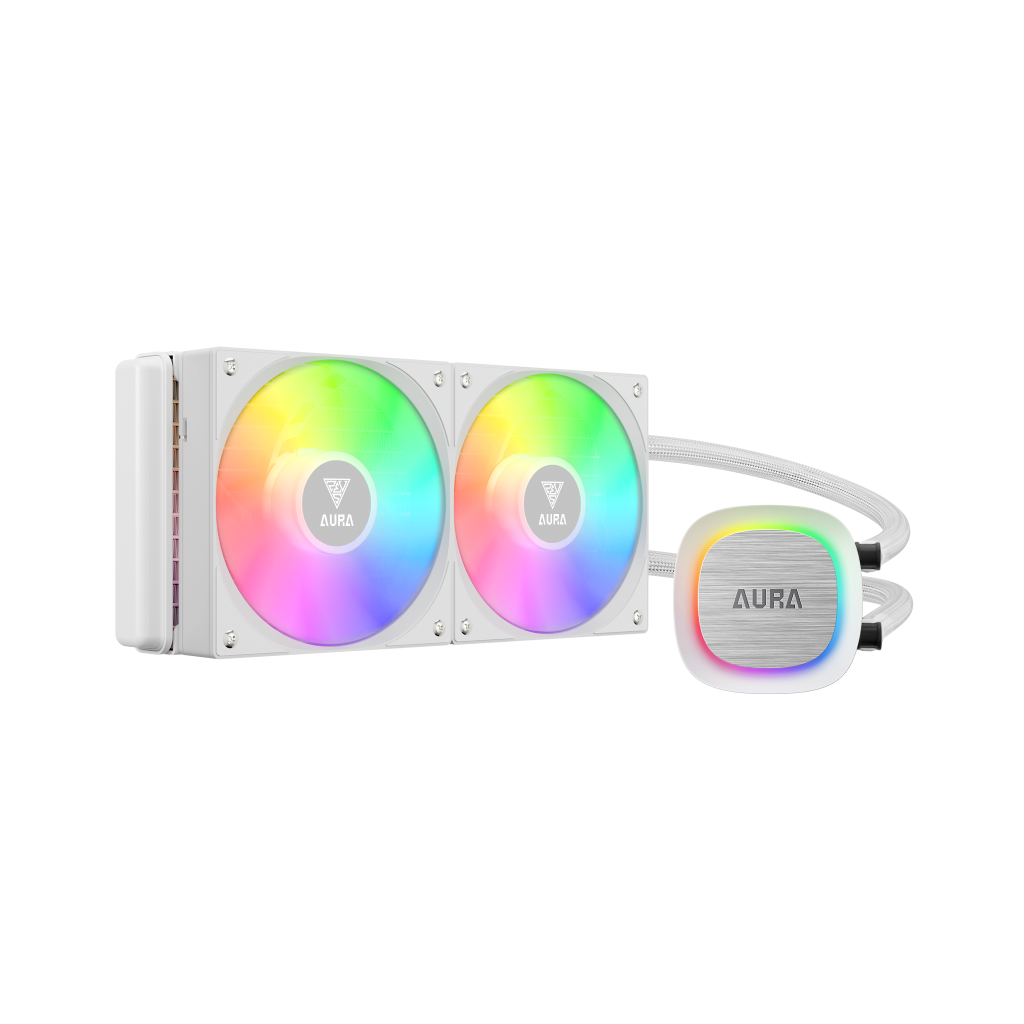 GAMDIAS AURA GL240 V2 WH, White Edition, 240mm,  RGB, 2 Fanlı,CPU Sıvı Soğutma