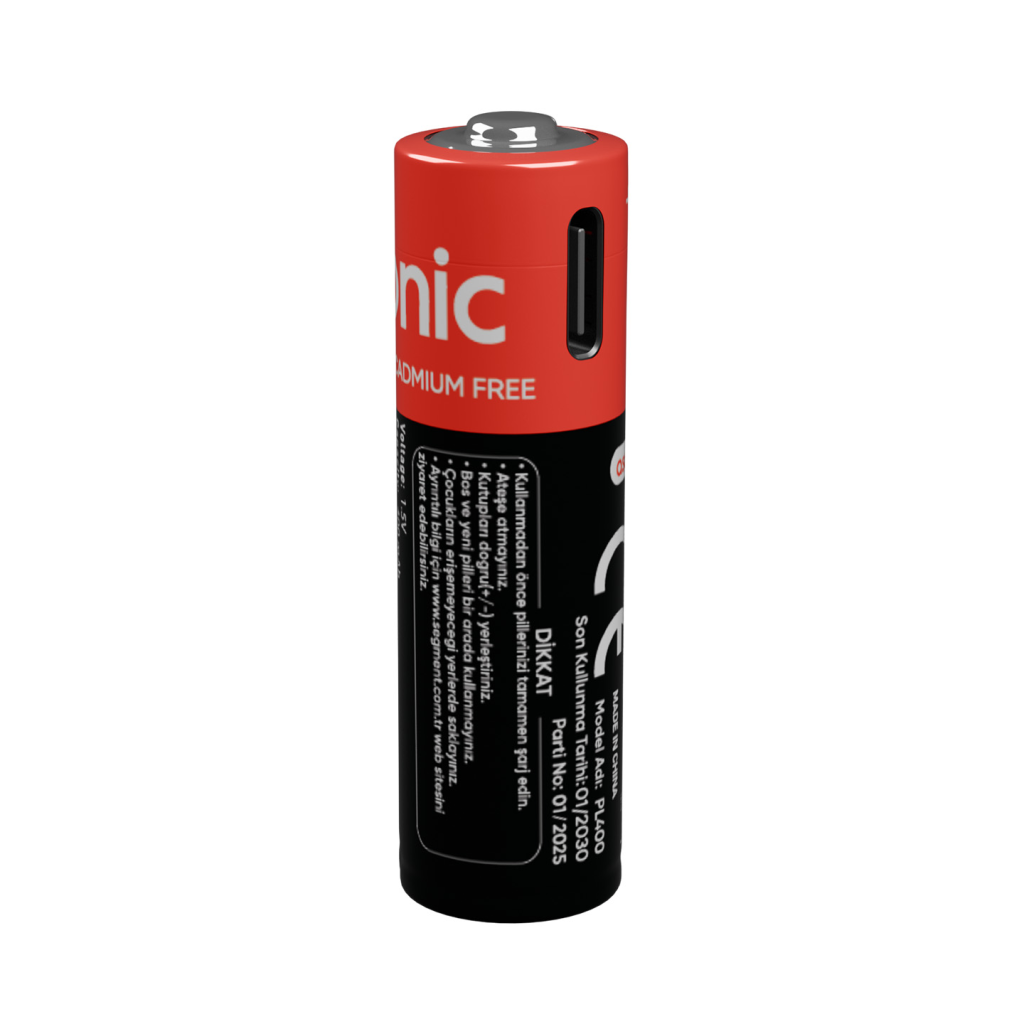 ASONIC PL400, AAA, Şarjlı Pil, 1.5Volt, 400mAh/750mwh, Type-C ile Kolay Şarj,  2 li Paket (USB To Type-C Kablo Hediye)