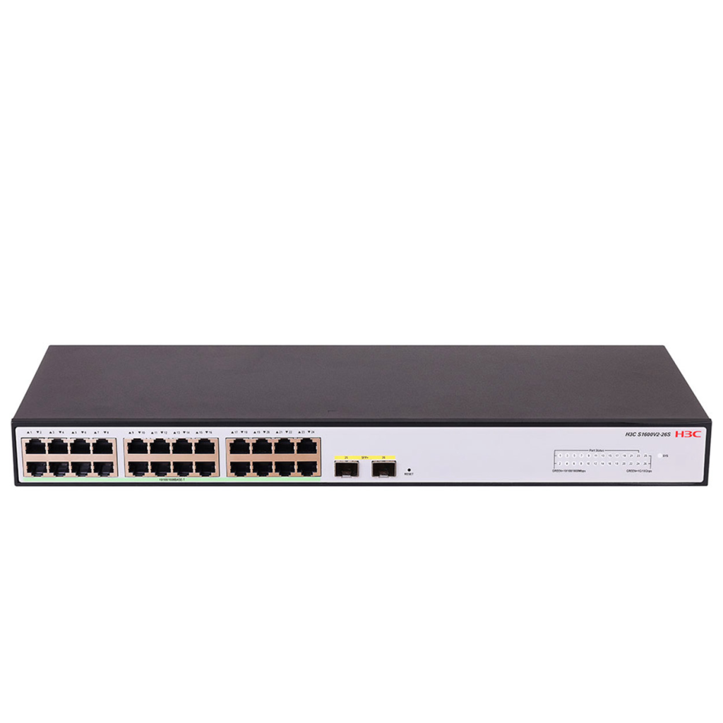 H3C S1600V2-26S, 24 Port, GigaBit, L2, 2 Port GigaBit SFP, Web Yönetilebilir, Masaüstü Switch