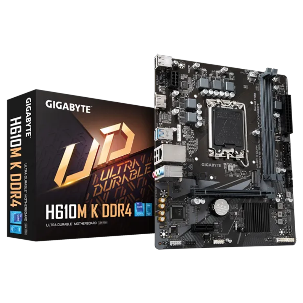 GIGABYTE H610M K DDR4, 2xDDR4, M.2, HDMI, 12-13.14.Nesil, LGA1700 Soket, Anakart