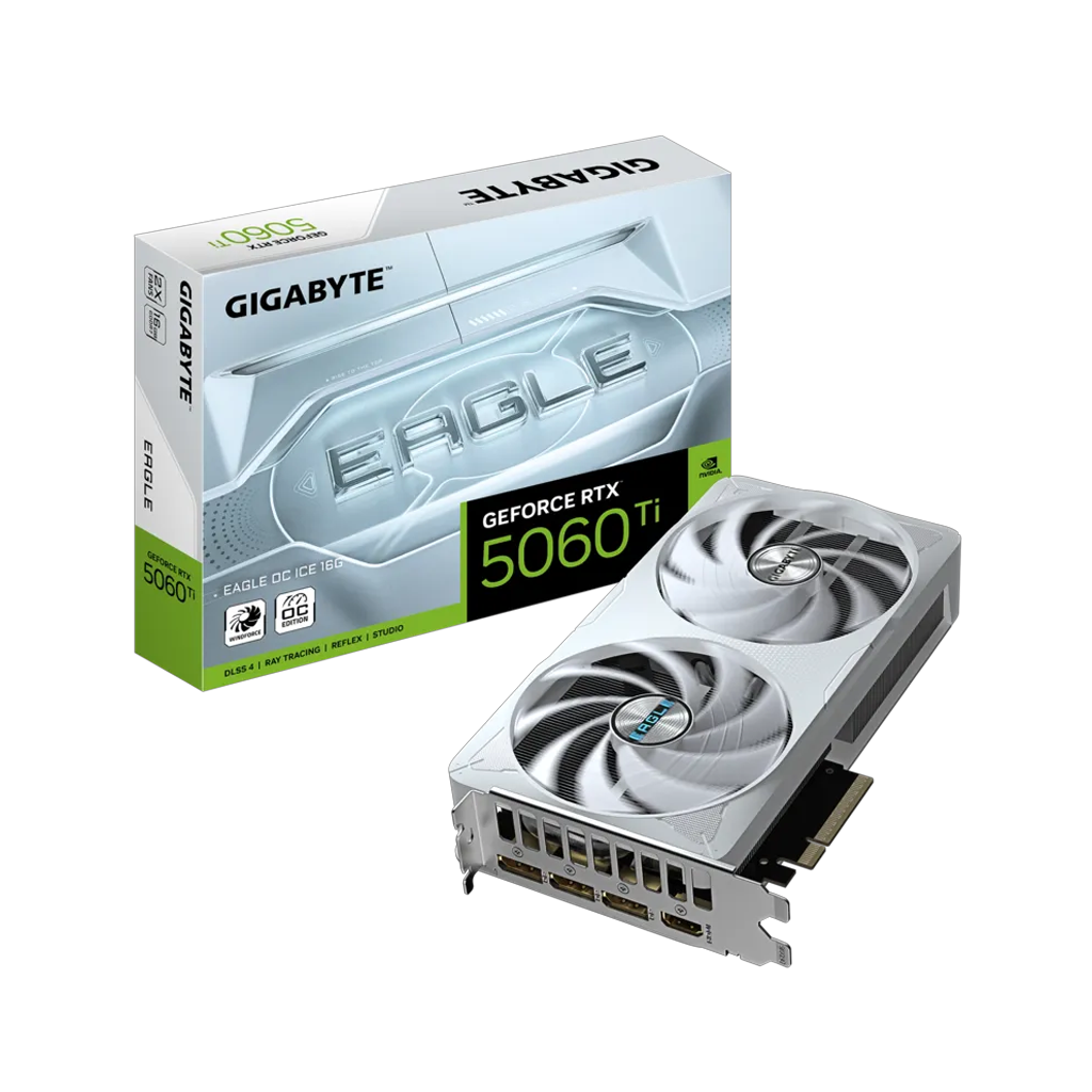 GIGABYTE GV-N506TEAGLE OC ICE-16GD, RTX5060TI, EAGLE OC ICE, 16Gb, GDDR7, 128BIT, 2 Fanlı, 1xHDMI, 3xDP, GAMING Ekran KARTI