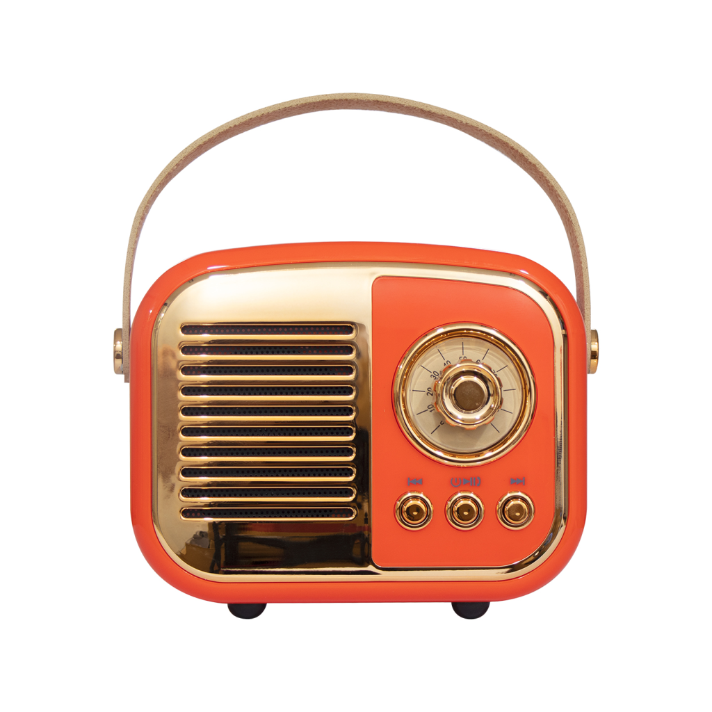 MIKADO MD-24BT, Echoes, Turuncu, 3W, Taşınabilir, USB/TF Kart/Bluetooth, 800mAh, Klasik Retro Müzik Kutusu