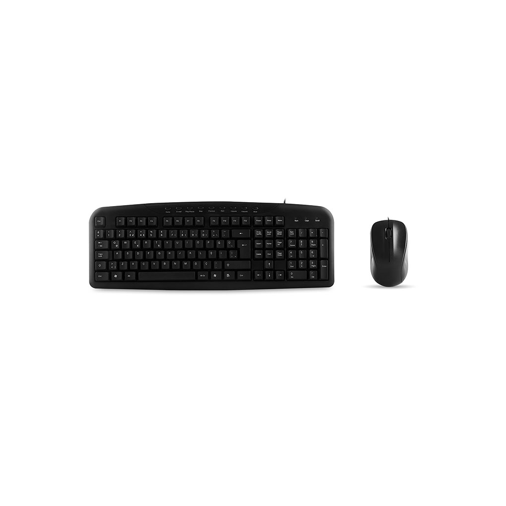 EVEREST UN-795, Siyah, Multimedya Türkçe Q, USB Kablolu, Klavye Mouse Set