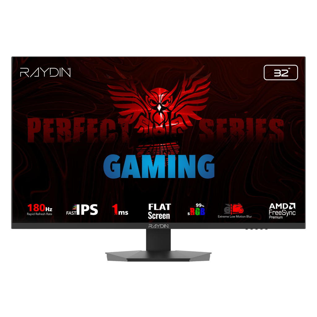 RAYDIN EG32EQI-180HZ, 31.5", 1ms, 180Hz, 2K Quad 350 nits, HD, 2xHDMI, DP, Hoparlör, IPS LED, Flat, Frameless, FreeSync Gaming Monitör