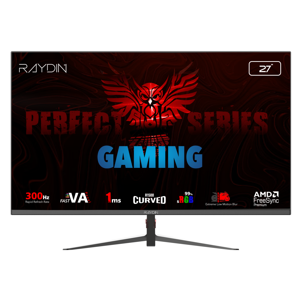 RAYDIN MM27RFA-300HZ, 27", 1ms, 300Hz, Full HD, 300 nits, 2xHDMI, DP, VA LED, R1500 Curved, Frameless, FreeSync Gaming Monitör