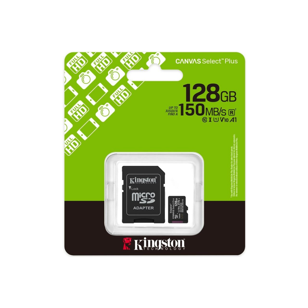 KINGSTON SDCS3/128GB, Canvas Select Plus Gen3 A1, 100Mb/s, MicroSD Kart Bellek (SD Adaptörlü)