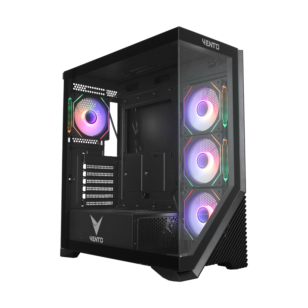 VENTO VG4202FLA, 850W, 80 Plus Siyah,  Temperli Cam, RGB, Mesh, ATX, Akvaryum Tipi, GAMING KASA