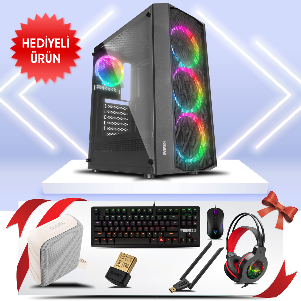 PANTHERA-01Y, AMD RYZEN 5 5600, 16Gb DDR4 Ram, 500Tb NVMe SSD, 8Gb GDDR5 RX580 Ekran Kartı, 600W Kasa, OEM PAKET
