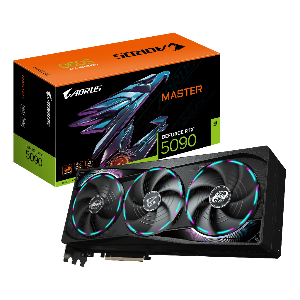 GIGABYTE GV-N5090AORUS M-32GD, RTX5090, AORUS MASTER, 32Gb, GDDR7, 512BIT, 3 Fanlı, 1xHDMI, 3xDP, GAMING Ekran KARTI