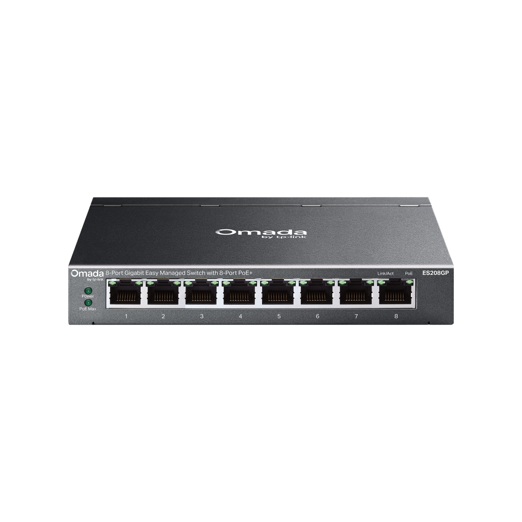 Omada ES208GP, 8 Port, Gigabit PoE+, 64W, Yönetilebilir, Metal Kasa Switch