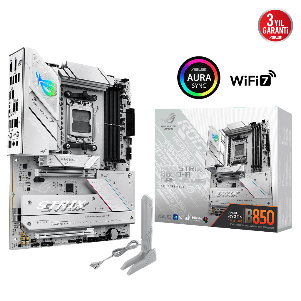 ASUS ROG STRIX B850-A GAMING WIFI7 NEO, 4xDDR5,  4xM.2, HDMI, DP, Type-C, PCIe 5.0, Wi-Fi 7, Bluetooth v5.4, AM5 Soket GAMING Anakart
