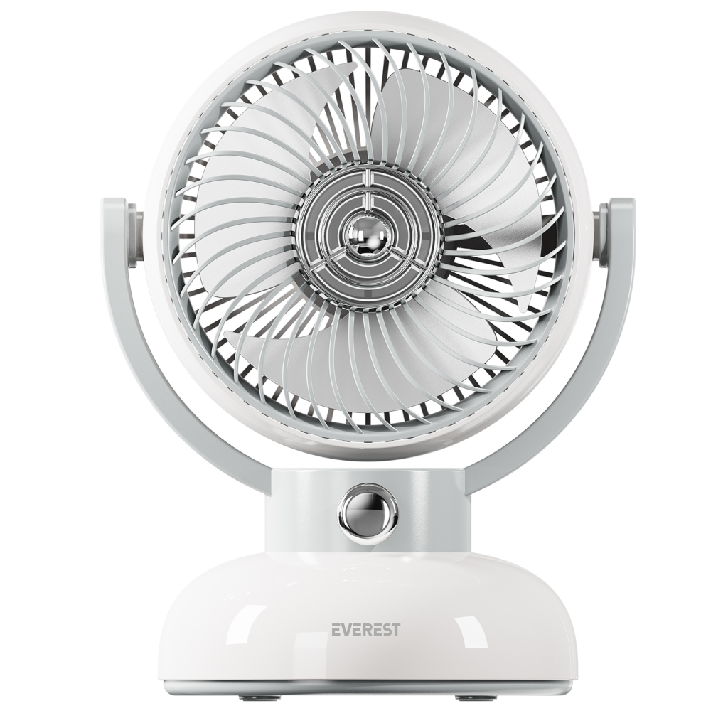 EVEREST EFN12, KREM, 3 Kademeli Hız, 3adet 4" Kanat, Masaüstü Kullanım, Taşınabilir, Dahili 1200mAh Bataryalı, USB Şarj Girişli, Vantilatör