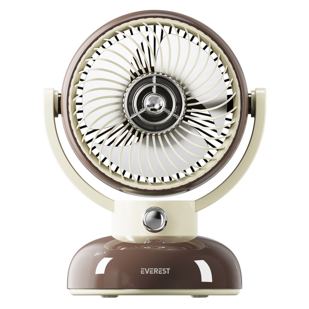 EVEREST EFN12, KAHVERENGİ, 3 Kademeli Hız, 3lü 4" Kanat, Masaüstü Kullanım, Taşınabilir, Dahili 1200mAh Bataryalı, USB Şarj Girişli, Vantilatör