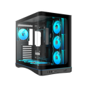 SAMA V62BK Black, B850BK 850W, 80+ Bronze, PCIE 5.1, ATX3.1, Tempered Glass Panel, Panoramic Tasarım, Type-C, 7x120mm ARGB INFINITY Fan, ATX, GAMING KASA