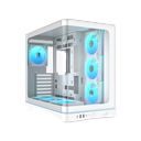 SAMA V62WH White, G1000WH 1000W, 80+ Gold, Full Modüler, PCIE 5.1, ATX3.1, Tempered Glass Panel, Panoramic Tasarım, Type-C, 7x120mm ARGB INFINITY Fan, ATX, GAMING KASA
