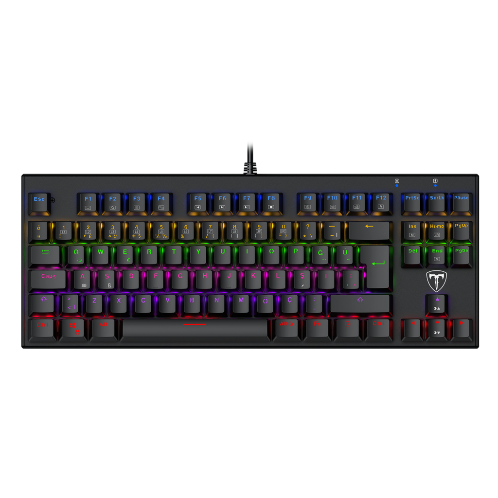 T-DAGGER I-500R, LIGHT CRUISERC , USB Kablolu, Türkçe Q, Rainbow Backlight, Blue Mekanik Switch, 87 Tuşlu, Gaming Klavye