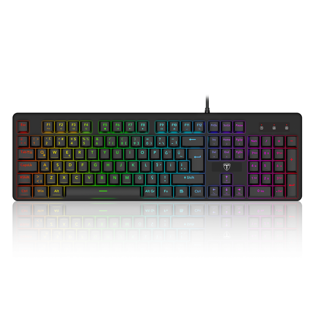 T-DAGGER T-TGK207, VALRAV, USB Kablolu, Türkçe Q, RGB Backlight, Membran Tuşlar, 104 Tuşlu, Multimedya, Gaming Klavye