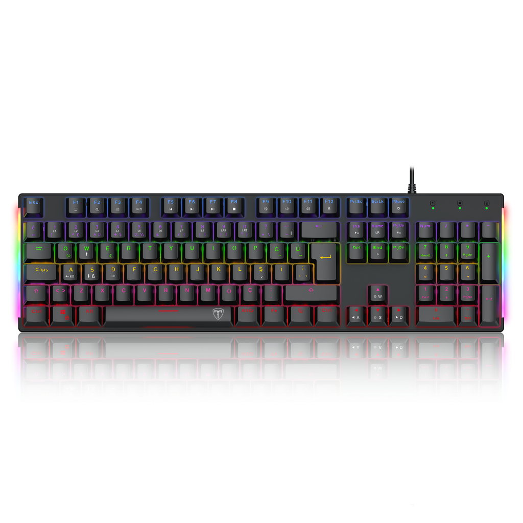 T-DAGGER T-TGK310-RD, NAXOS, USB Kablolu, Türkçe Q, Rainbow Backlight, Red Mekanik Switch, 104 Tuşlu, Gaming Klavye