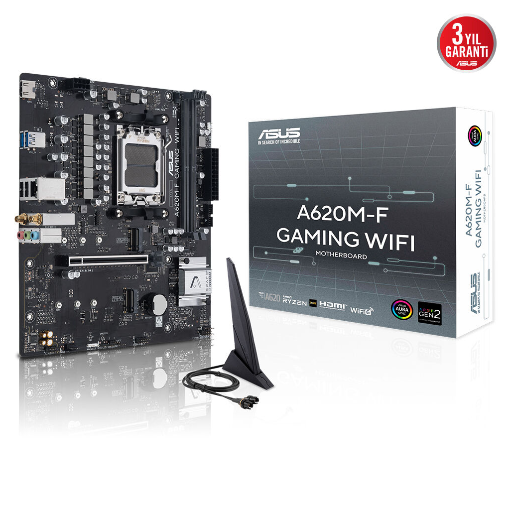 ASUS A620M-F GAMING WIFI, 2xDDR5, 2xM.2, HDMI, Wi-Fi 6E, Bluetooth v5.3, AM5 Soket Gaming Anakart