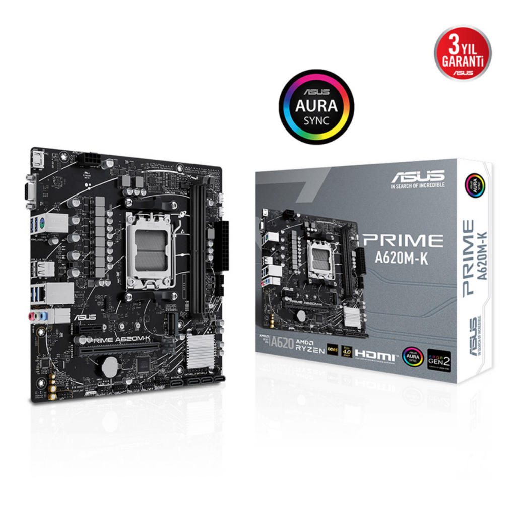 ASUS PRIME A620M-K, 2xDDR5, 1x M.2, D-SUB, HDMI, AM5 Soket Anakart