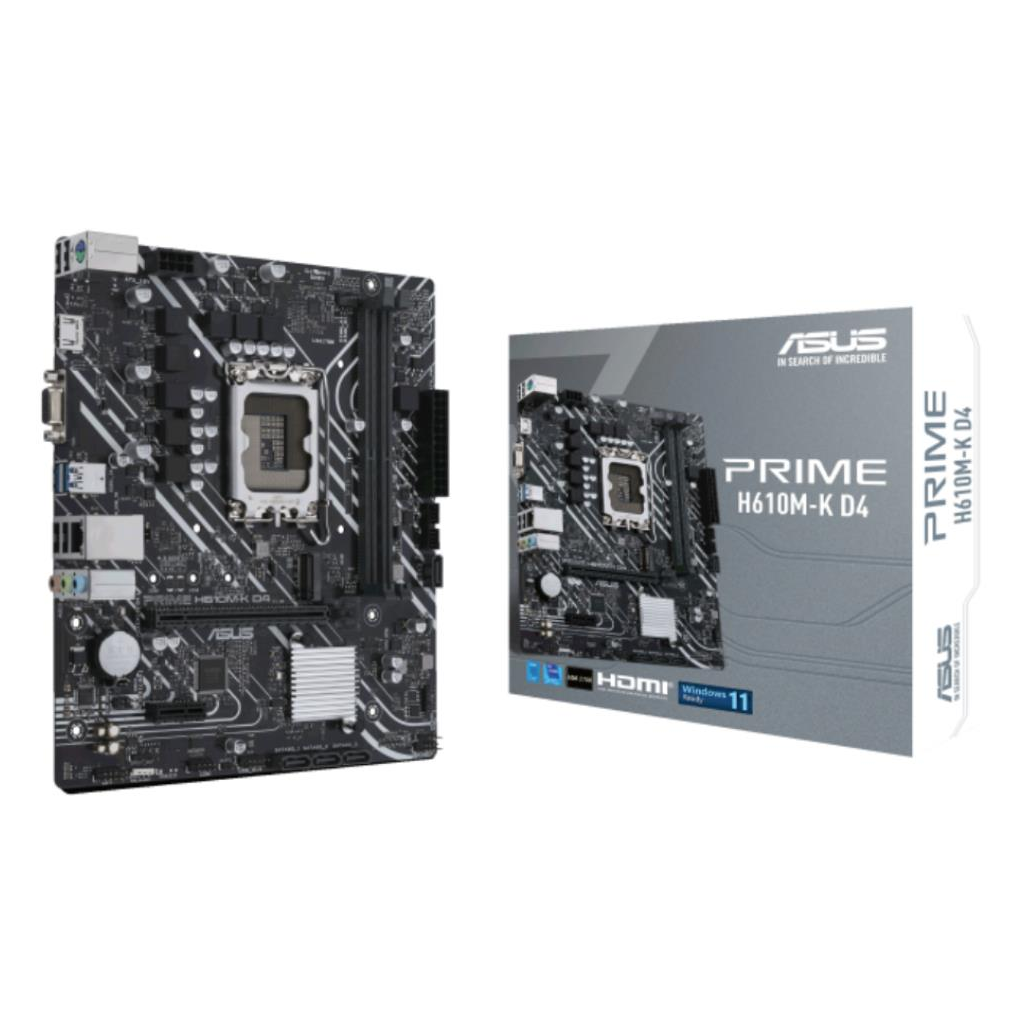 ASUS PRIME H610M-K D4 ARGB, 2xDDR4, M.2, HDMI, 12-13.14.Nesil, LGA1700 Soket, Anakart