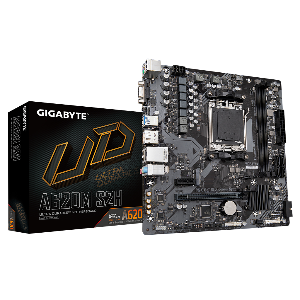 GIGABYTE A620M-S2H, rev.1.2, 6400MHz, 2xDDR5, 1x M.2, D-SUB, HDMI, DP, AM5 Soket Anakart