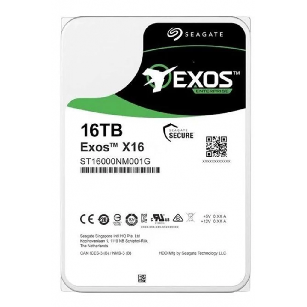 SEAGATE EXOS X16, ST16000NM001G, 3.5", 16TB,  256Mb, 7200 Rpm, 7/24 Enterprise, DATA CENTER-GÜVENLİK-NAS-SERVER, HDD