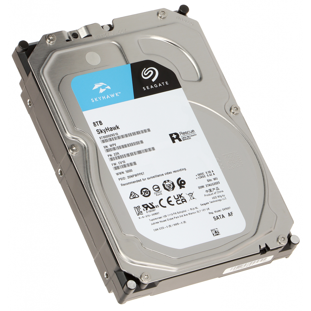 SEAGATE SKYHAWK, ST8000VX010, 3.5", 8TB, 256Mb, 5400Rpm, Güvenlik, HDD