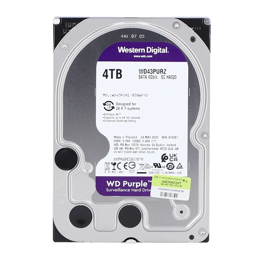 [WD43PURZ] WD PURPLE, WD43PURZ, 3.5", 4TB, 256Mb, 5400 Rpm, 7/24 Güvenlik, HDD (Türkiye Distribütörü Garantili)