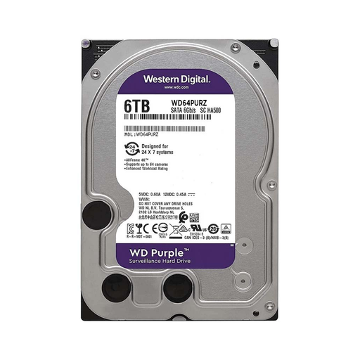 [WD64PURZ] WD PURPLE, WD64PURZ, 3.5", 6TB, 256Mb, 5400 Rpm, 7/24 Güvenlik, HDD (Türkiye Distribütörü Garantili)