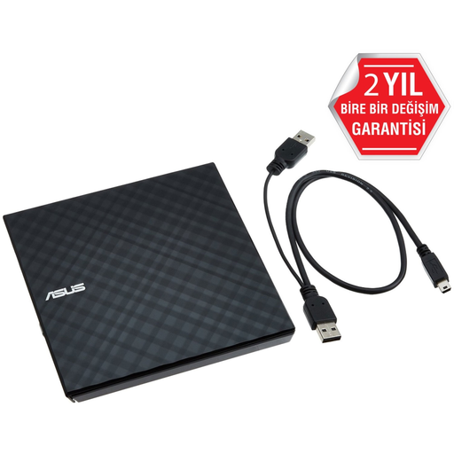 [SDRW-08D2S-U] ASUS SDRW-08D2S-U Lite, Usb 2.0, External, Siyah, Slim, Optik Okuyucu/Yazıcı