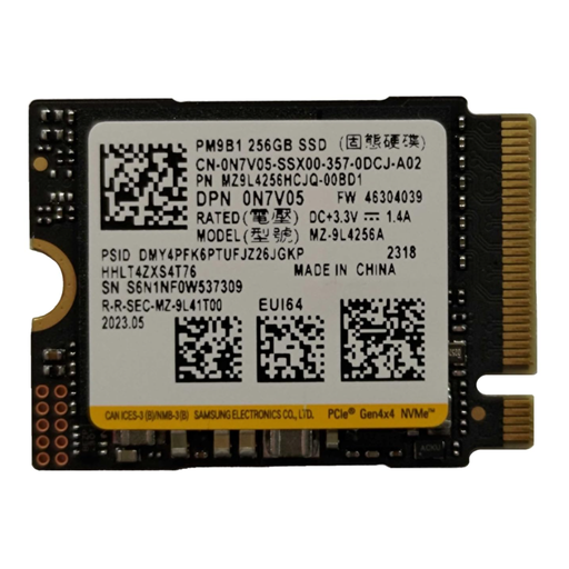 [MZ-9L4256HCJQ-00BD1] SAMSUNG PM9B1, MZ-9L4256HCJQ-00BD1, 256GB, 3300/1250, Gen4, NVMe PCIe M.2 2230 SSD (Bulk-Kutusuz)