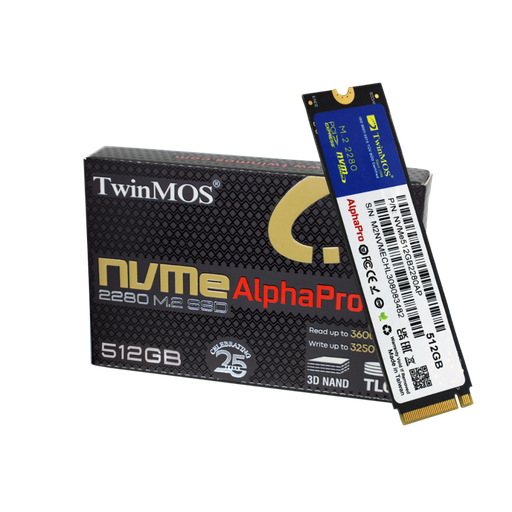 [NVME512GB2280AP] TwinMOS NVMe512GB2280AP, AlphaPro, 512GB, 3600-3250Mb/s, Gen3, NVMe PCIe M.2 2280, SSD, TLC, 3DNAND