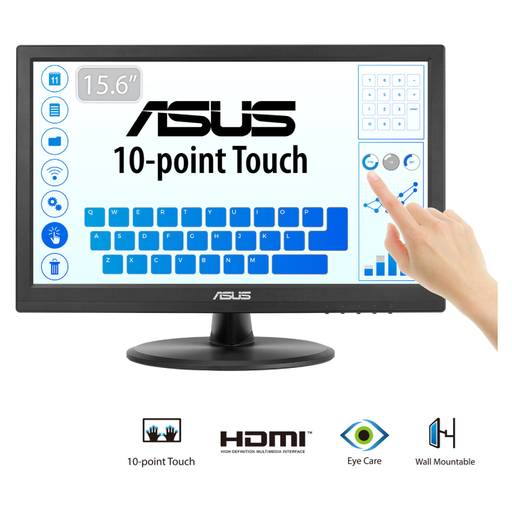 [VT168HR] ASUS VT168HR 15.6" 5ms, 60Hz, Dokunmatik, HDMI, D-Sub, Düşük Mavi Işık, FreeSync, TN Panel Monitör