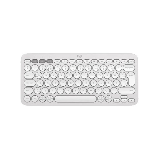 [920-011860] LOGITECH K380S, Pebble Keys 2,  Beyaz, 920-011860, Bluetooth, Türkçe, Q, Multimedya, Mini Klavye