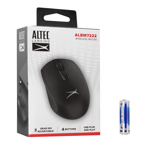 [ALBM7222-SIYAH] Altec Lansing ALBM7222, Siyah, 2.4GHz USB,  1200DPI, Kablosuz Optik Mouse