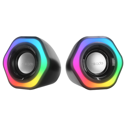 [MD-176] MIKADO MD-176, 6W, 1+1, Masaüstü, RGB Aydınlatma, USB, Siyah Kasa, Speaker