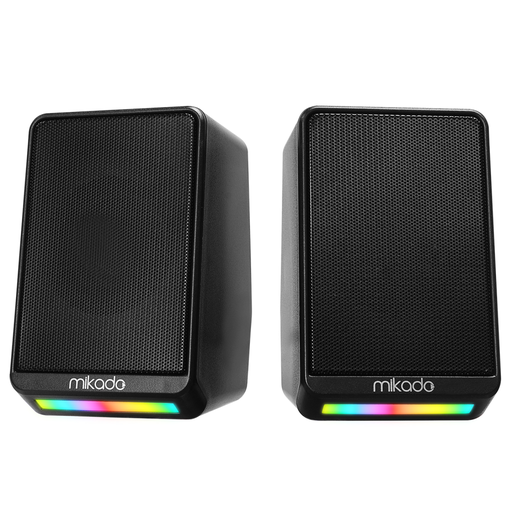 [MD-178] MIKADO MD-178, 6W, 1+1, Masaüstü, RGB Aydınlatma, USB, Siyah Kasa, Speaker