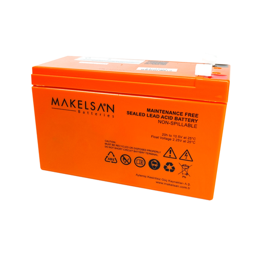 [MAK12V9] MAKELSAN 12V 9Ah, Bakımsız, Kuru Akü. UPS için Uygundur.
