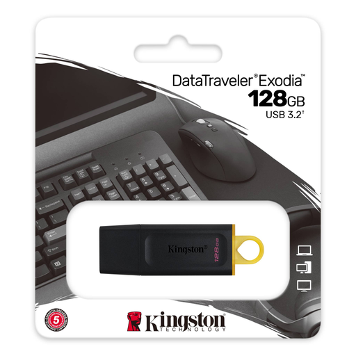 [DTX-128GB] KINGSTON DTX/128GB USB 3.2 Data Traveler Exodia  Gen 1 Flash Disk (Siyah - Sarı)