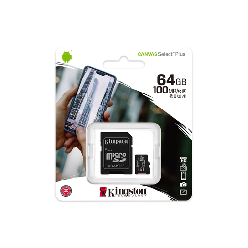 [SDCS2-64GB] KINGSTON SDCS2/64GB, CANVAS, V10, CL10, 100Mb/s, MicroSD Kart Bellek (SD Adaptörlü)
