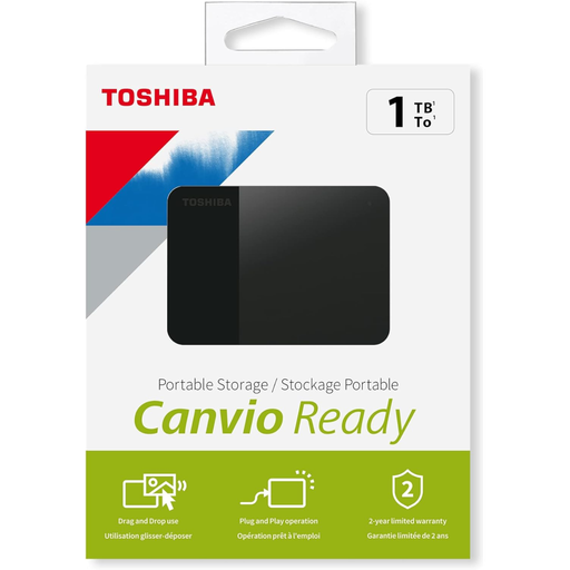 [HDTP310EK3AA] TOSHIBA HDTP310EK3AA, Canvio Ready, 1TB, 2.5" USB 3.0, Taşınabilir, Harici HDD, (Black)