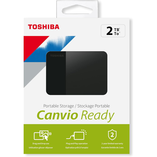 [HDTP320EK3AA] TOSHIBA HDTP320EK3AA, Canvio Ready, 2TB, 2.5" USB 3.0, Taşınabilir, Harici HDD, (Black)