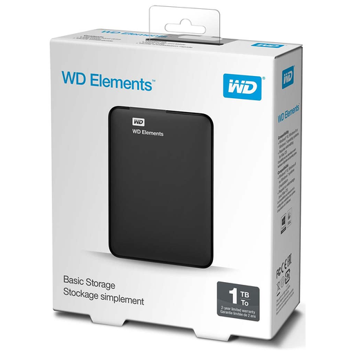 [WDBUZG0010BBK] WD WDBUZG0010BBK-WESN, Elements, 1TB, 2.5", USB3.0, Taşınabilir, Harici HDD, Siyah (Türkiye Distribütörü Garantili)