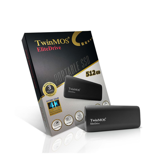 [PSSDFGBMED32] TwinMOS PSSDFGBMED32, 512GB, Taşınabilir External SSD, USB 3.2, Type-C (Dark Grey)