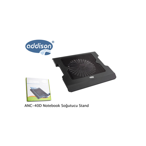 [ANC-40D] ADDISON ANC-40D, 20cm Fan, 10"-16" Notebook Soğutucu, 4 USB 2.0 Giriş, Mavi Ledli Fan(Siyah)