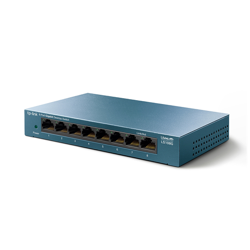 [LS108G] TP-LINK LS108G, Green Tech, 8 Port GigaBit, Yönetilemez, Metal Kasa, Masaüstü Switch