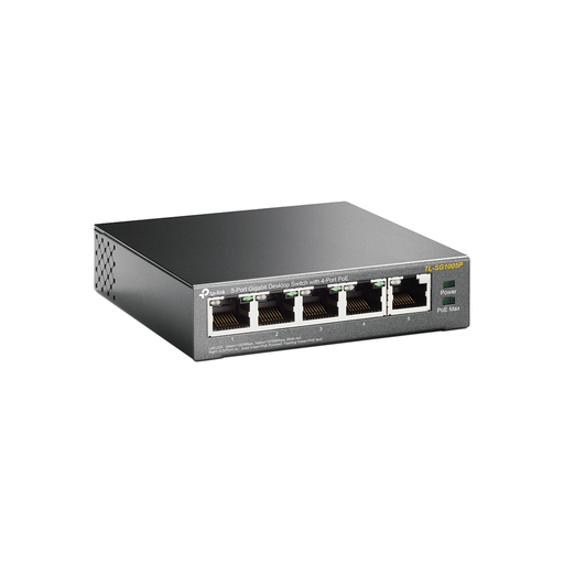 [SG1005P] TP-LINK TL-SG1005P, 5 Port, GigaBit, Metal Kasa, 4 Port PoE, 56W, Yönetilemez, Masaüstü Switch