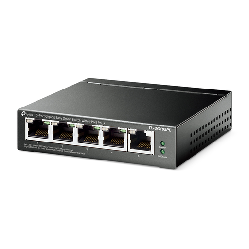 [SG105PE] TP-LINK TL-SG105PE, 5 Port, GigaBit, 4 Port Poe, 65W, Easy Smart, Yönetilebilir, Metal Kasa, Masaüstü Switch